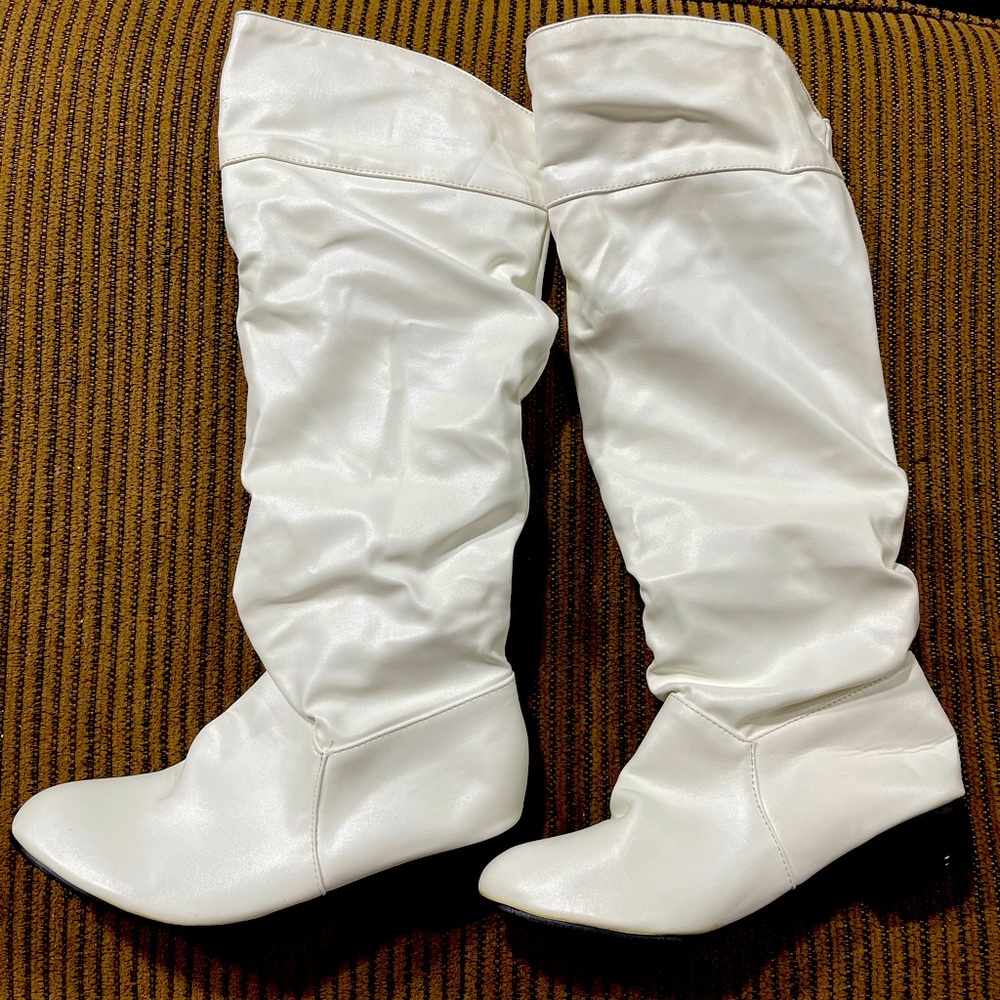 White Knee High Boots
